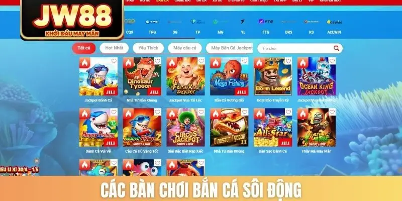 Các bàn chơi bắn cá sôi động