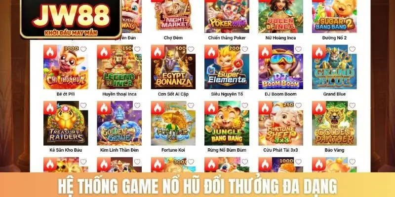 Hệ thống game nổ hũ đổi thưởng đa dạng